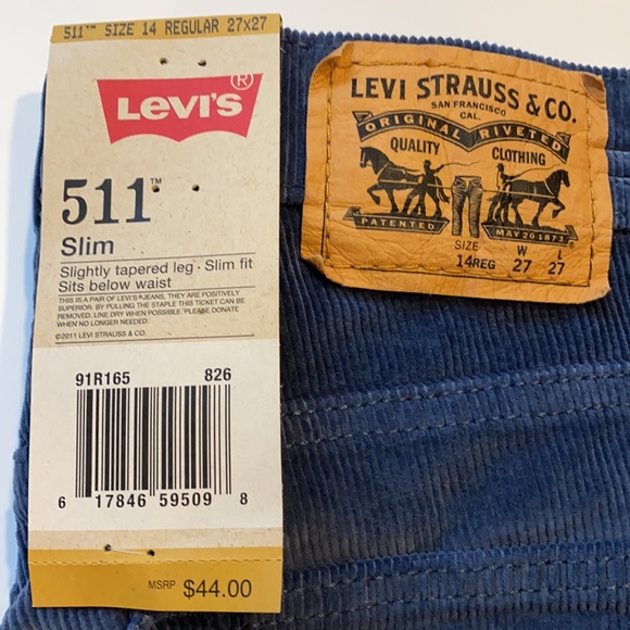Levi’s SZ 14 27 x 27 511 Slim Fit Corduroy Jeans - Picture 2 of 9